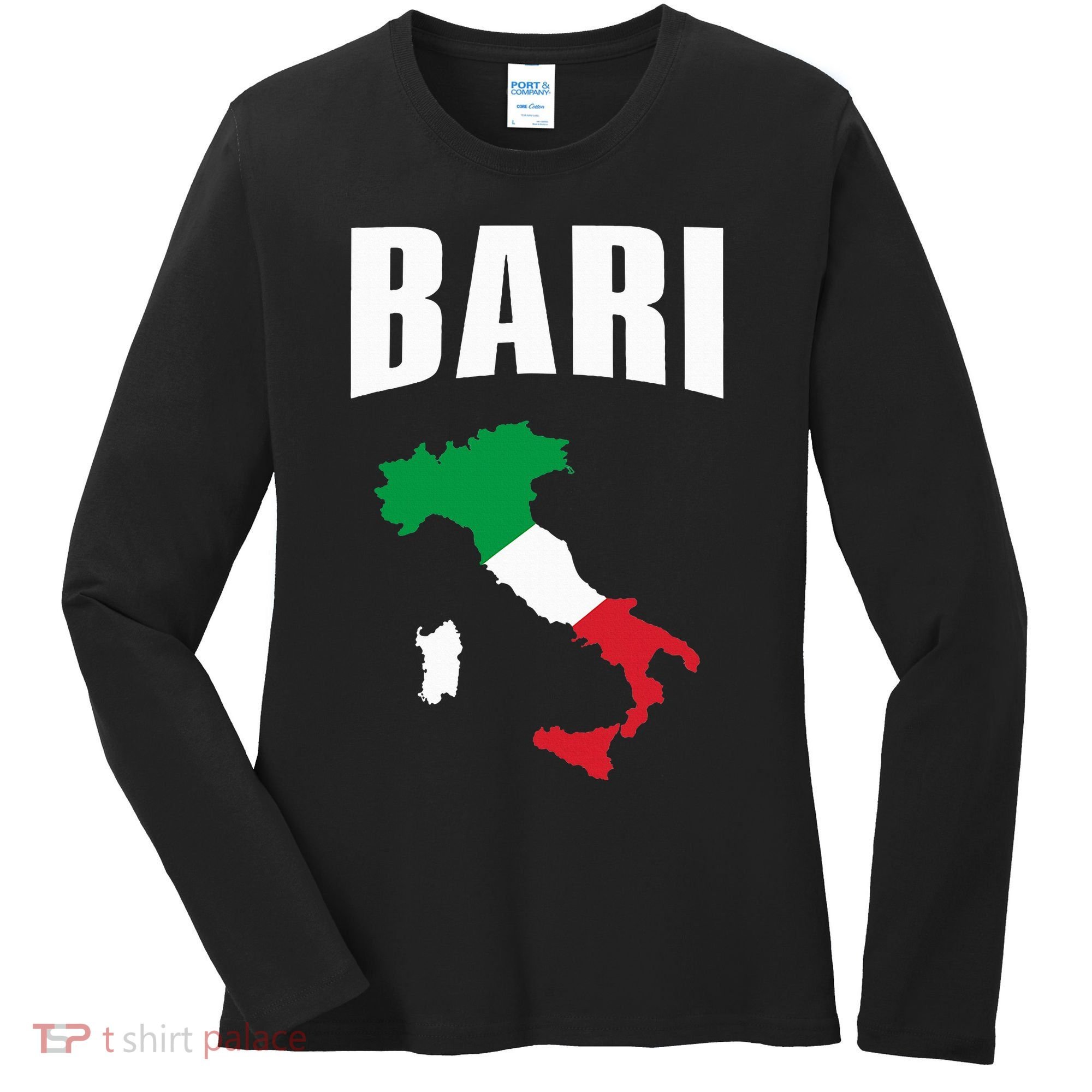 Bari Italy Map T Italian Flag Gift Jersey Women's Long Sleeve Shirt