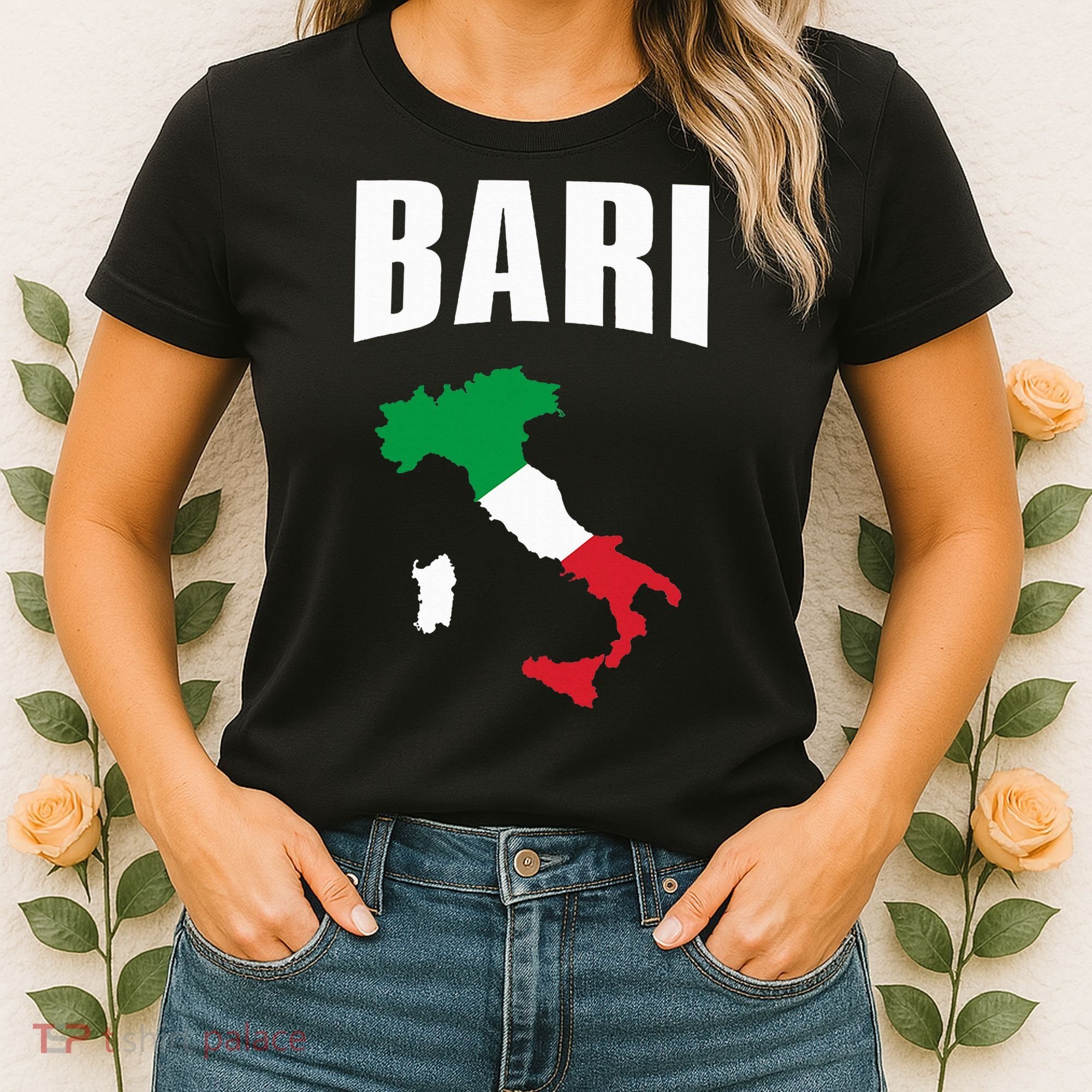 Bari Italy Map T Italian Flag Gift Jersey Women's T-Shirt
