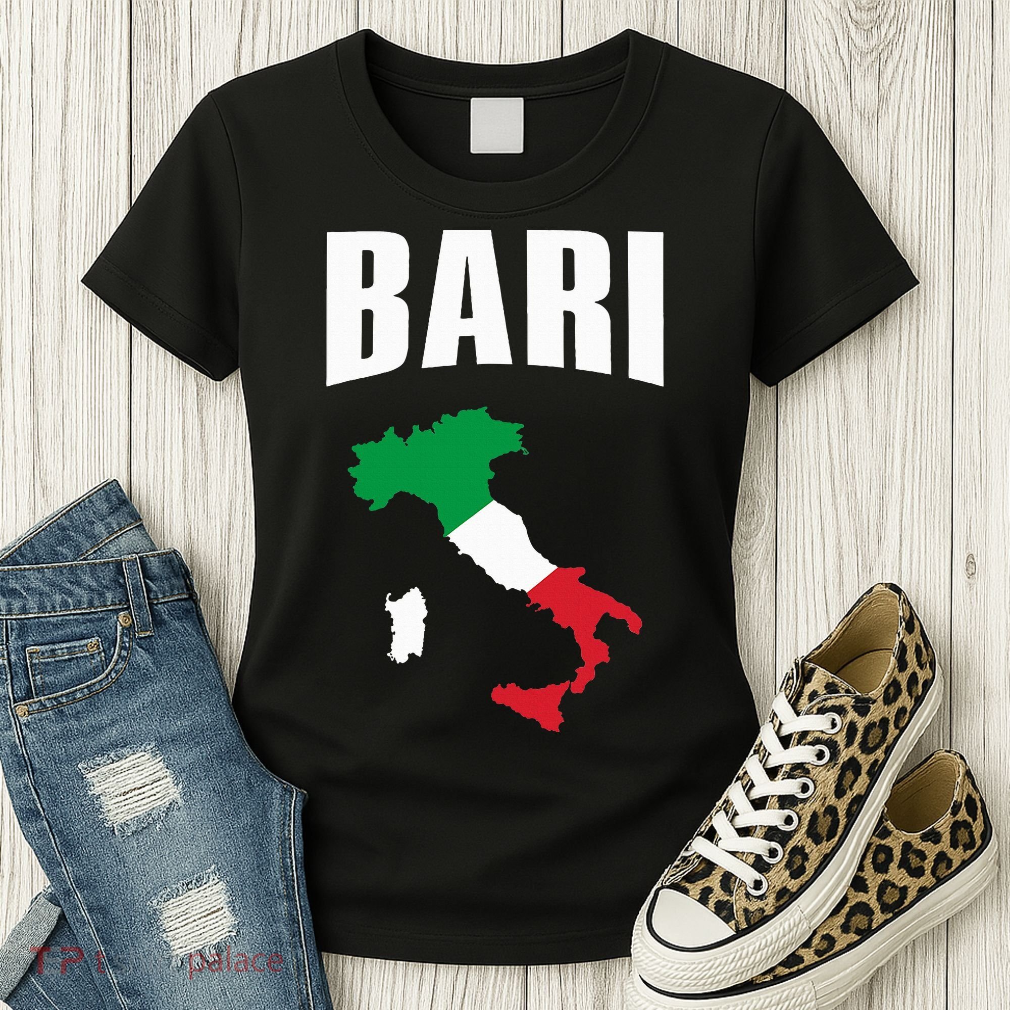 Bari Italy Map T Italian Flag Gift Jersey Women's T-Shirt