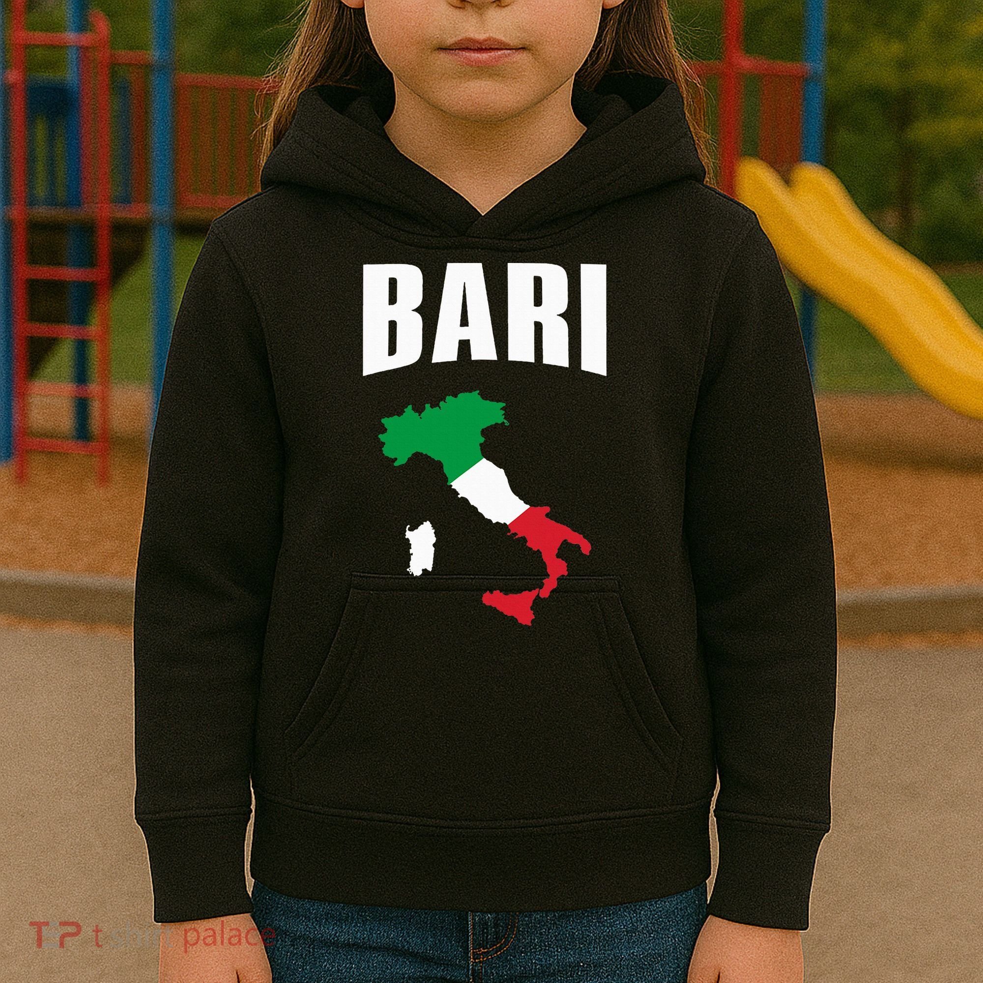 Bari Italy Map T Italian Flag Gift Jersey Kids Hoodie