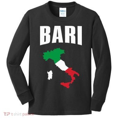 Bari Italy Map T Italian Flag Gift Jersey Kids Long Sleeve Shirt