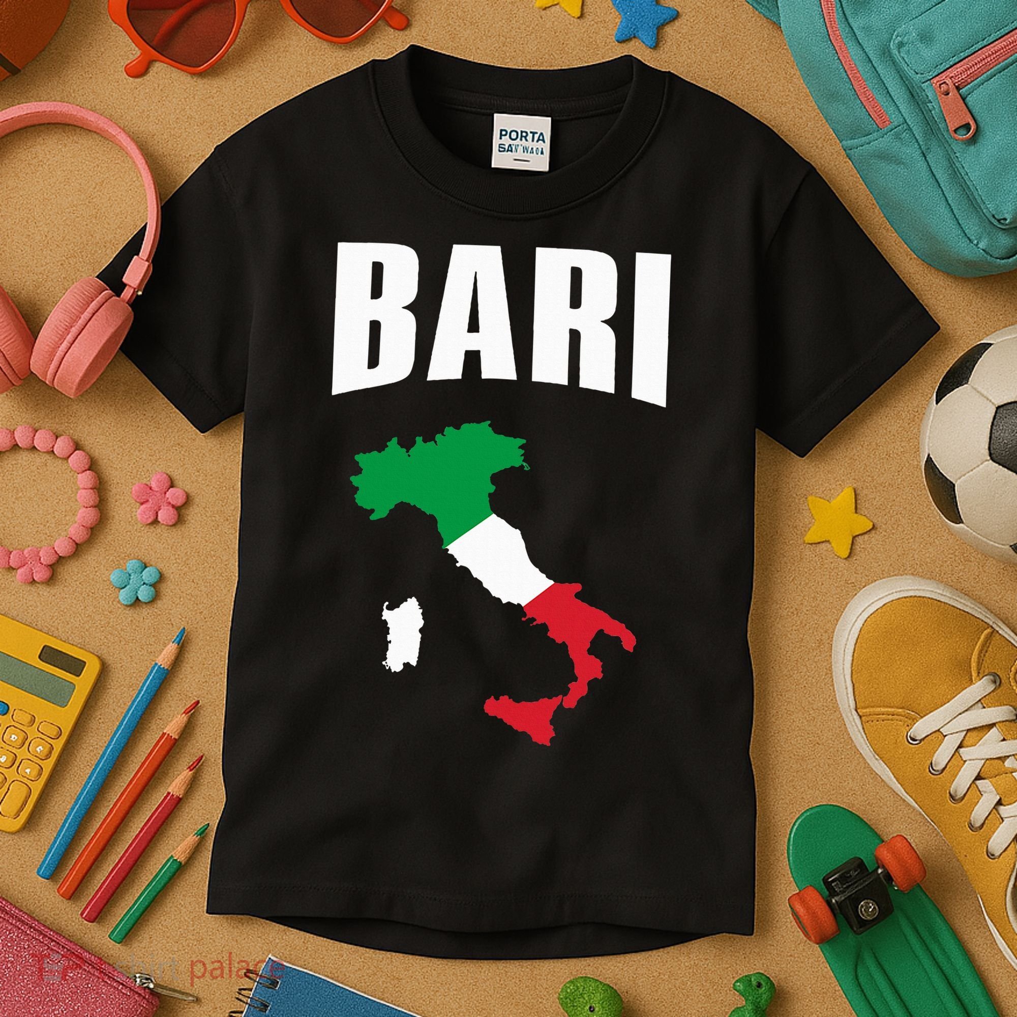 Bari Italy Map T Italian Flag Gift Jersey Kids T-Shirt