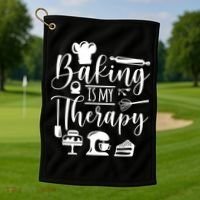 Baking Is My Therapy For Baking Lover Baker And Muffin Fans Gift Golf Towel thumb 1