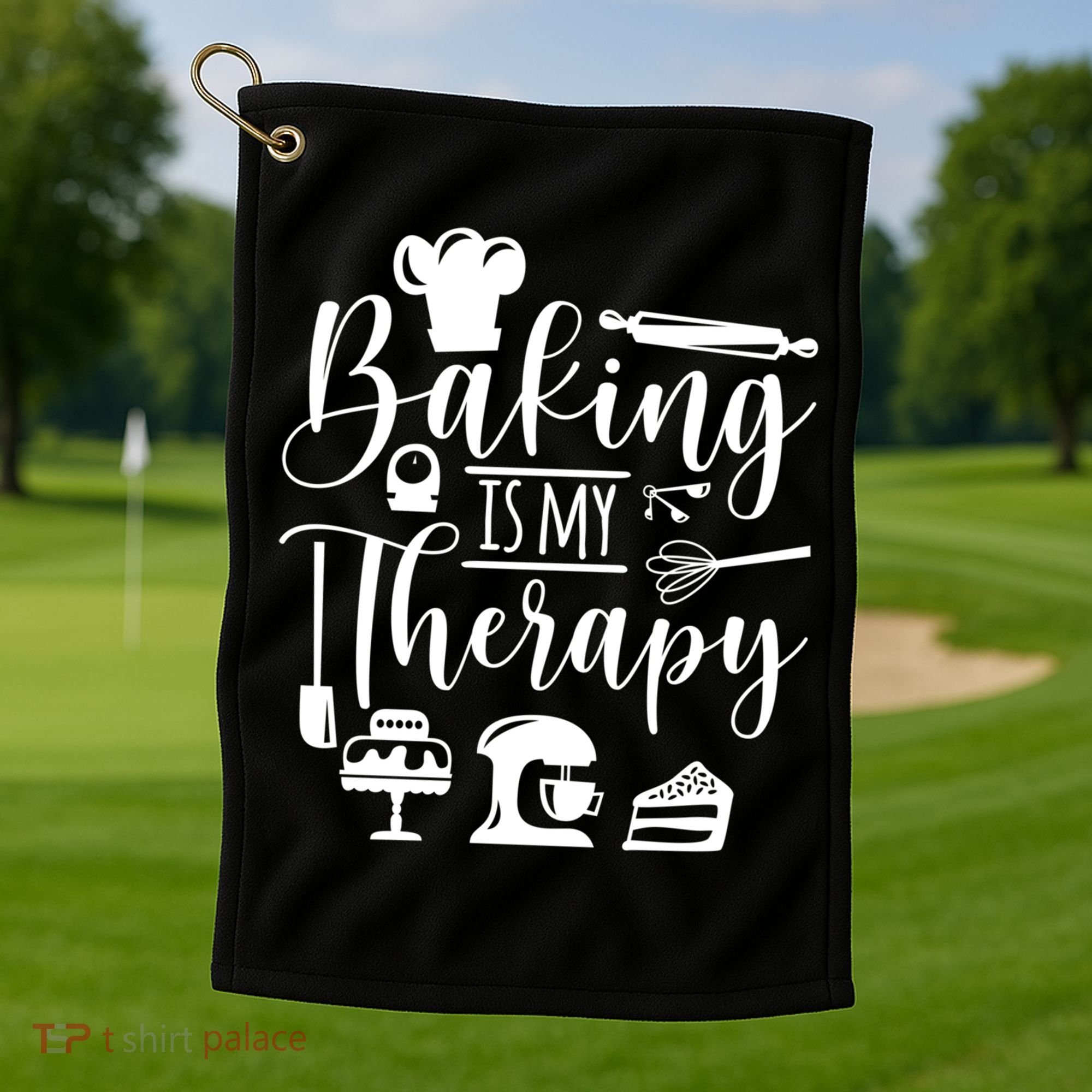 Baking Is My Therapy For Baking Lover Baker And Muffin Fans Gift Golf Towel