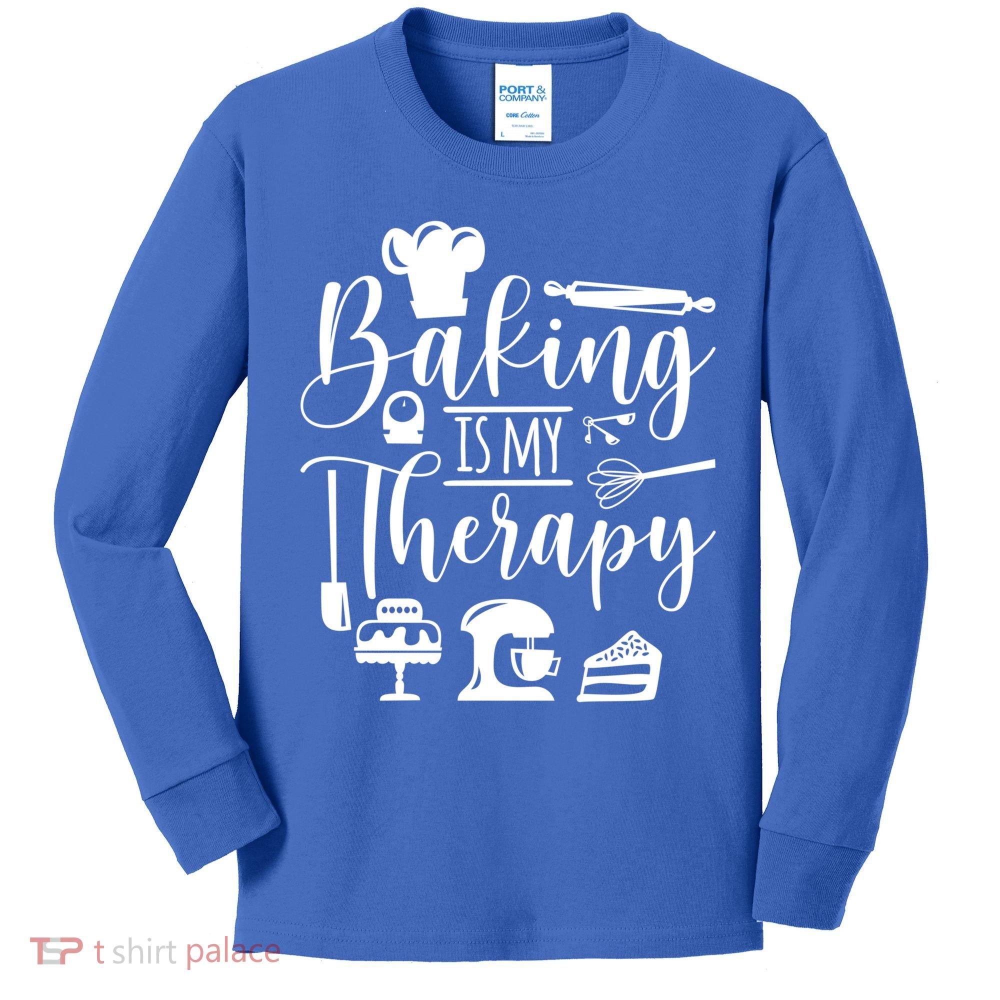 Baking Is My Therapy For Baking Lover Baker And Muffin Fans Gift Kids Long Sleeve Shirt