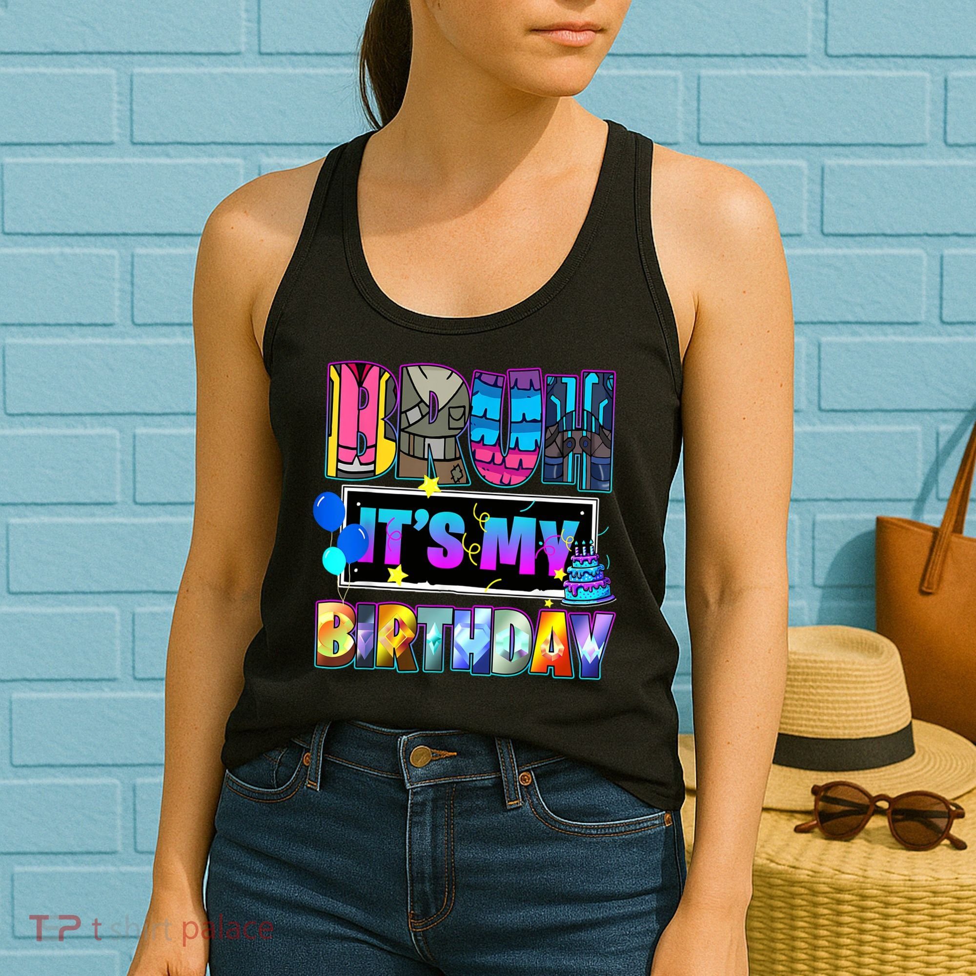 Bruh Its My Birthday Llama Pinata Boy Girl Family Party Meme  Women's Tank Top