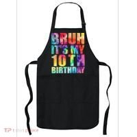 Bruh Its My 10th Birthday 10 Year Old Tie Dye 10th Birthday Apron thumb 0