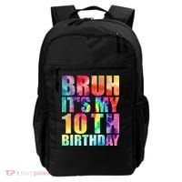 Bruh Its My 10th Birthday 10 Year Old Tie Dye 10th Birthday Backpack thumb 0