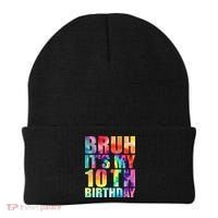 Bruh Its My 10th Birthday 10 Year Old Tie Dye 10th Birthday Beanie thumb 0