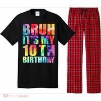 Bruh Its My 10th Birthday 10 Year Old Tie Dye 10th Birthday Pajama Set thumb 0
