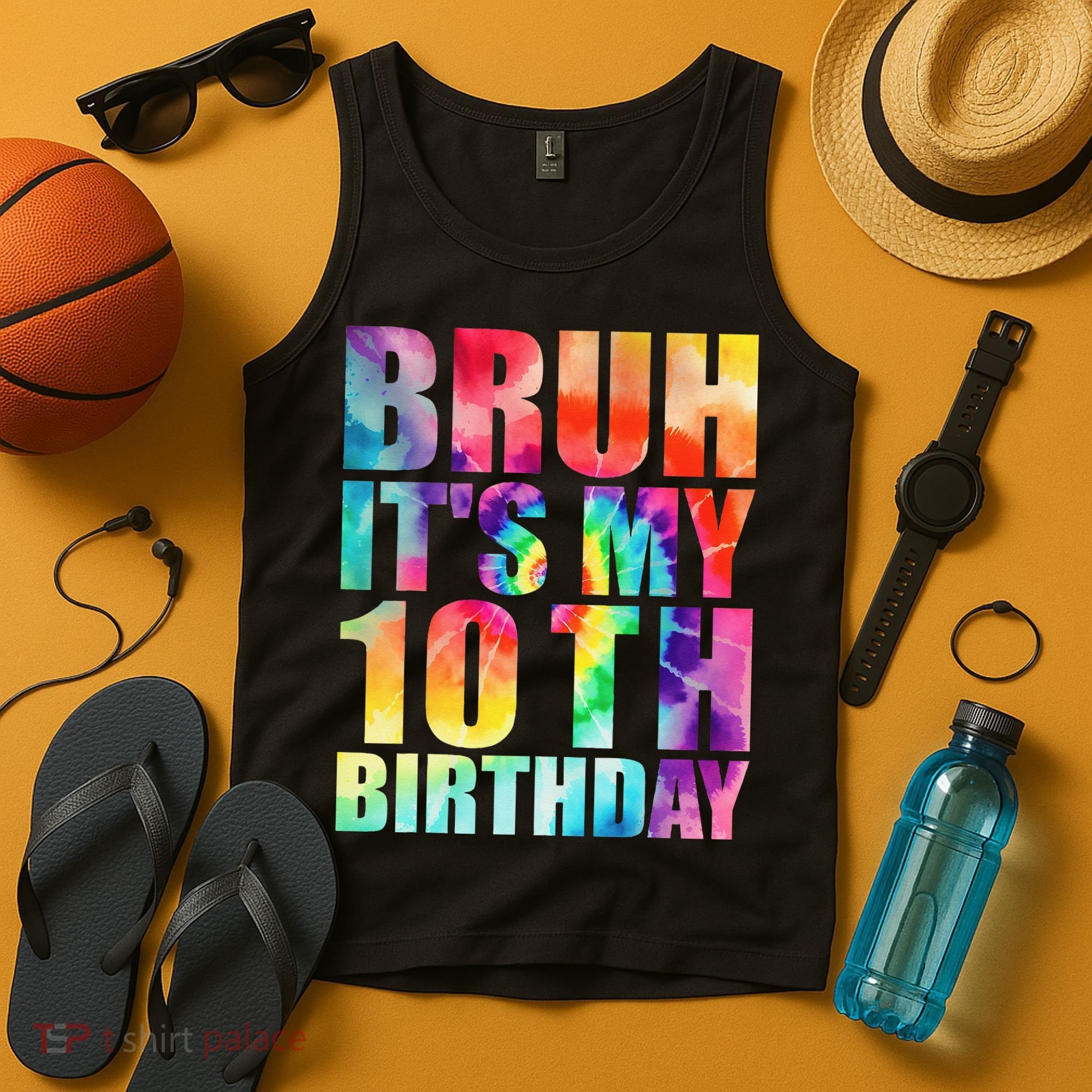 Bruh Its My 10th Birthday 10 Year Old Tie Dye 10th Birthday Tank Top