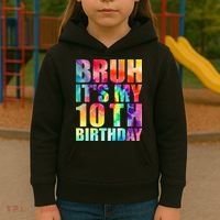 Bruh Its My 10th Birthday 10 Year Old Tie Dye 10th Birthday Kids Hoodie thumb 3