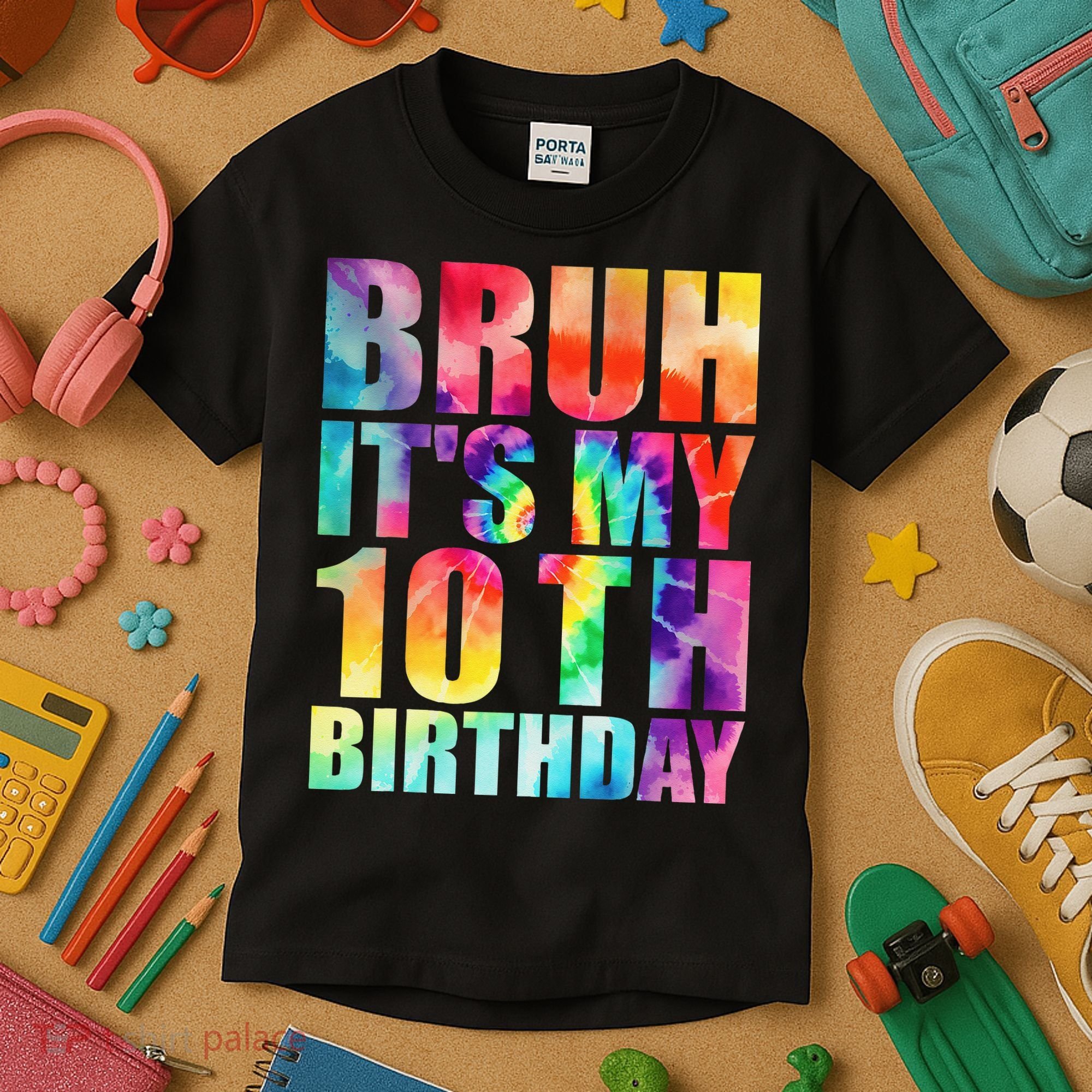 Bruh Its My 10th Birthday 10 Year Old Tie Dye 10th Birthday Kids T-Shirt