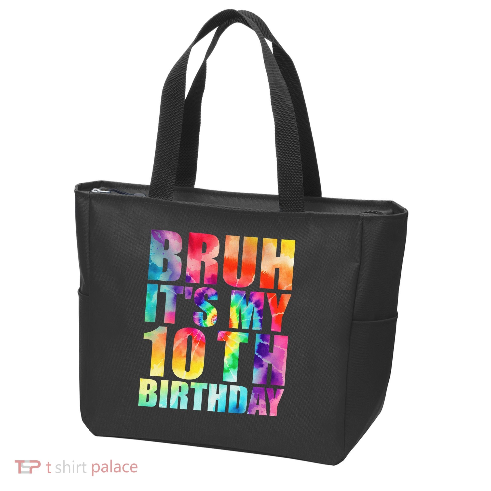 Bruh Its My 10th Birthday 10 Year Old Tie Dye 10th Birthday Tote Bag