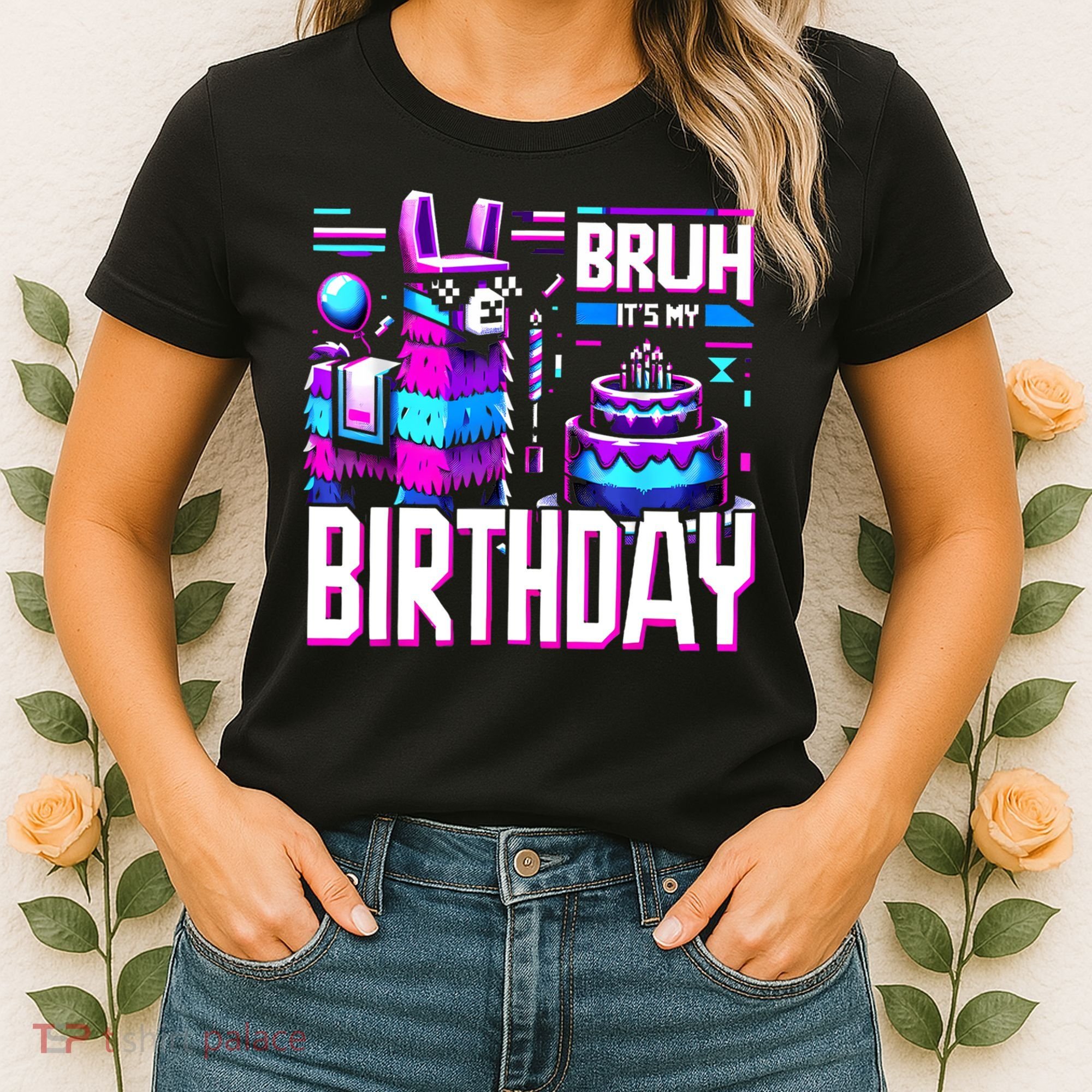 Bruh Its My Birthday Llama Pinata Family Party Bday Women's T-Shirt