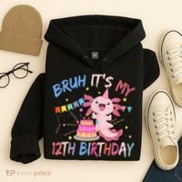 Bruh It's My 12th Birthday Axolotl 12 Year Old Hoodie thumb 4