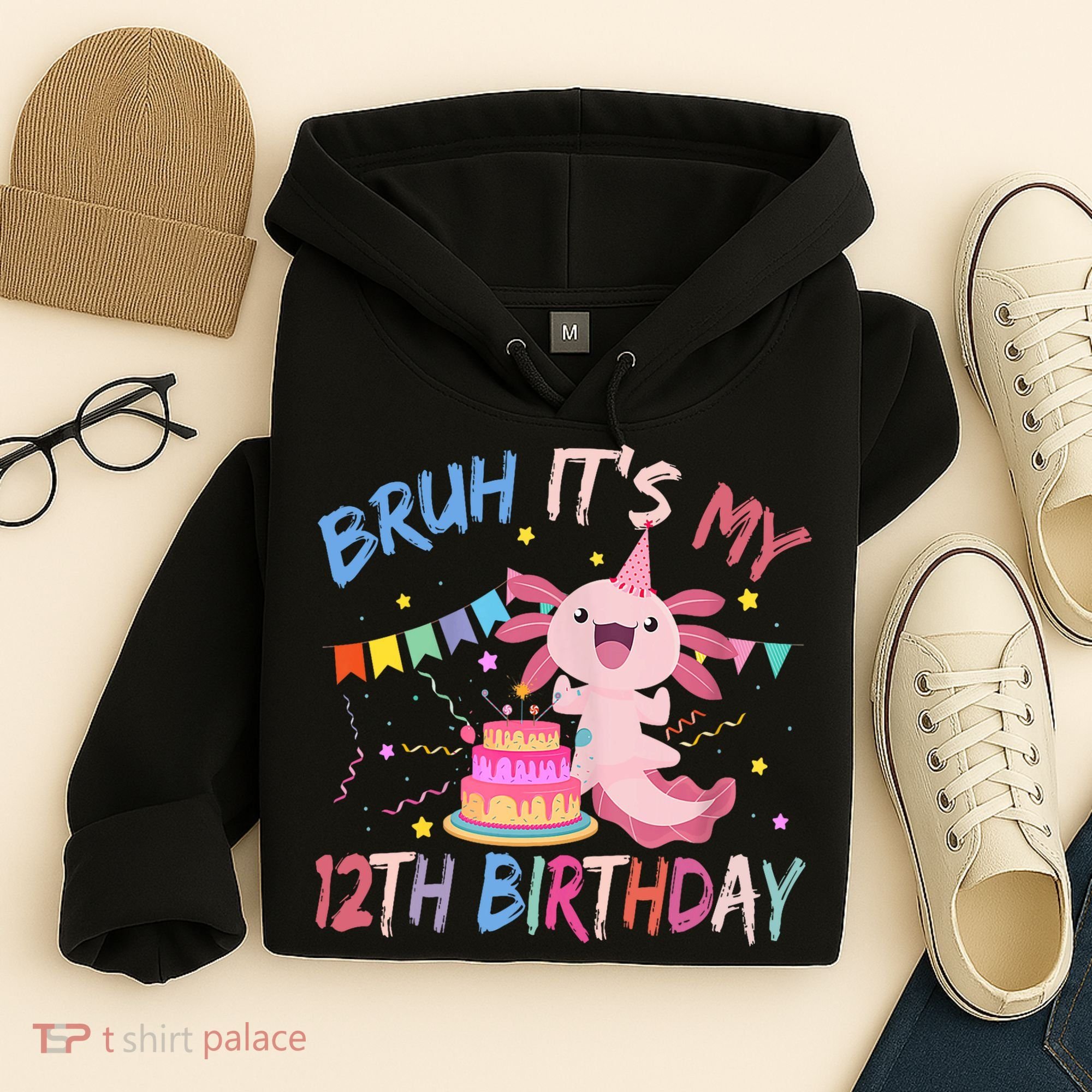 Bruh It's My 12th Birthday Axolotl 12 Year Old Hoodie