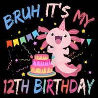 Bruh It's My 12th Birthday Axolotl 12 Year Old Hoodie thumb 7