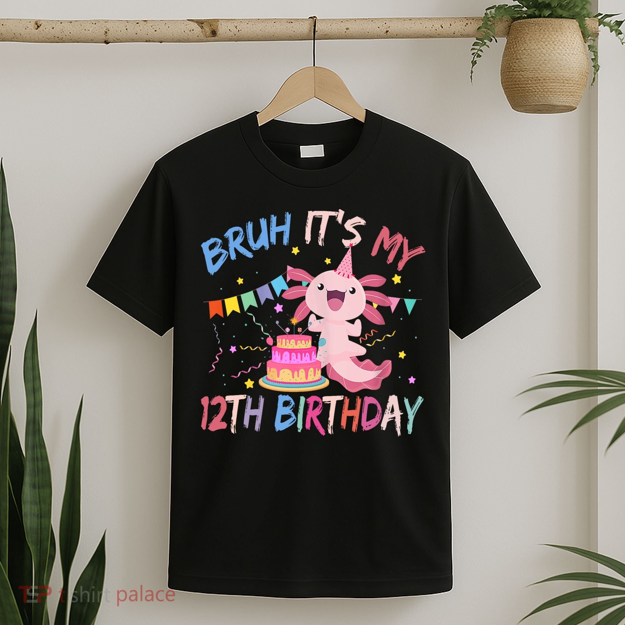 Bruh It's My 12th Birthday Axolotl 12 Year Old T-Shirt