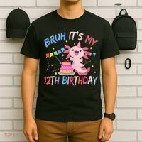 Bruh It's My 12th Birthday Axolotl 12 Year Old T-Shirt thumb 6