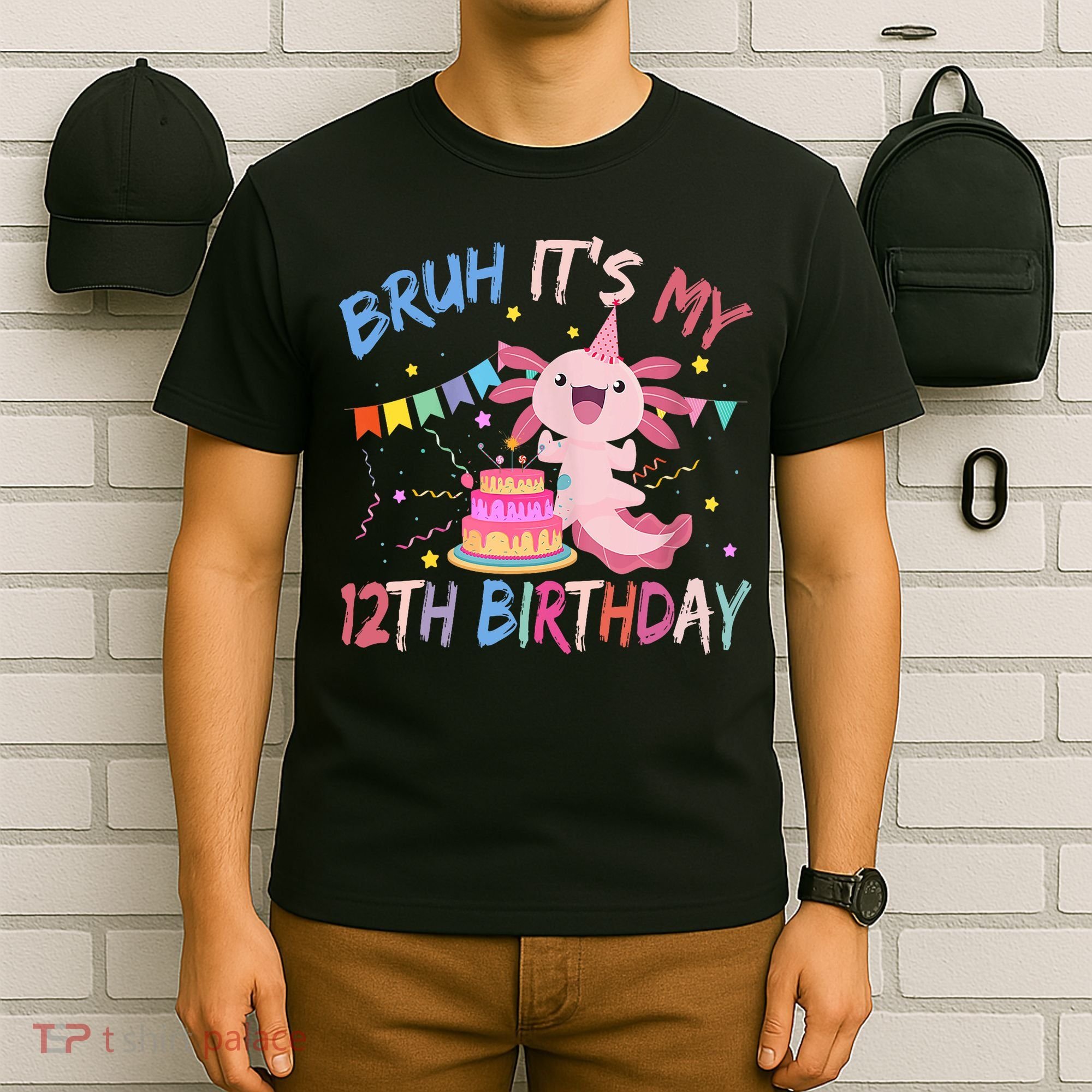Bruh It's My 12th Birthday Axolotl 12 Year Old T-Shirt
