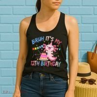 Bruh It's My 12th Birthday Axolotl 12 Year Old Women's Tank Top thumb 2