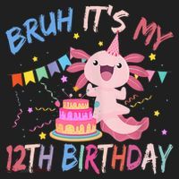 Bruh It's My 12th Birthday Axolotl 12 Year Old Golf Towel thumb 3