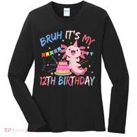 Bruh It's My 12th Birthday Axolotl 12 Year Old Women's Long Sleeve Shirt thumb 0
