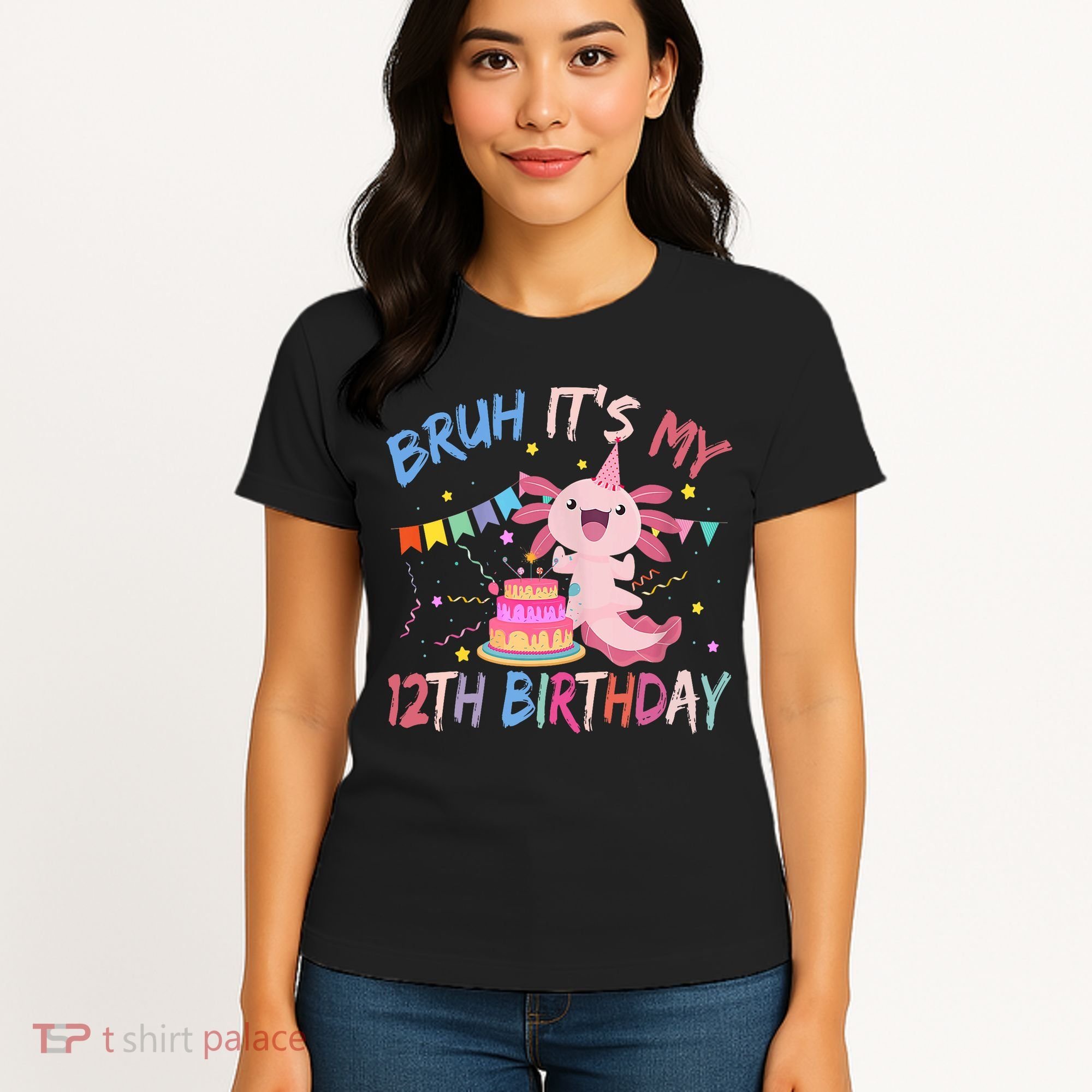 Bruh It's My 12th Birthday Axolotl 12 Year Old Women's T-Shirt
