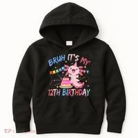 Bruh It's My 12th Birthday Axolotl 12 Year Old Kids Hoodie thumb 0