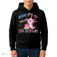 Bruh It's My 12th Birthday Axolotl 12 Year Old Kids Hoodie thumb 4
