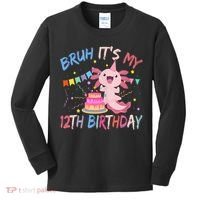 Bruh It's My 12th Birthday Axolotl 12 Year Old Kids Long Sleeve Shirt thumb 0