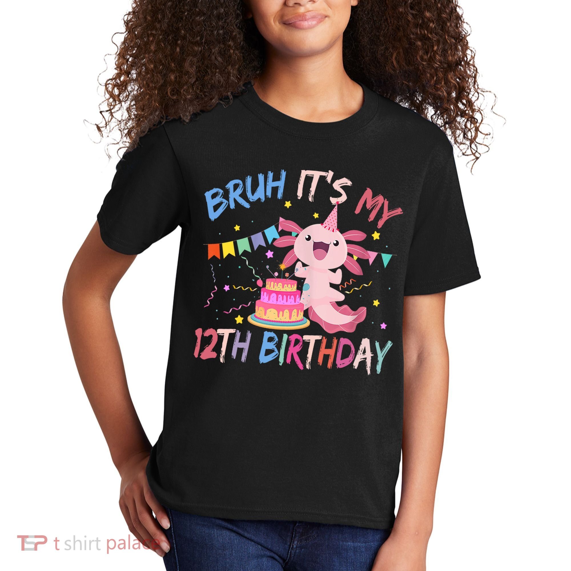 Bruh It's My 12th Birthday Axolotl 12 Year Old Kids T-Shirt
