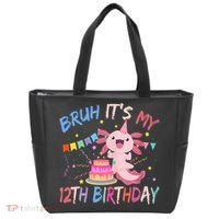 Bruh It's My 12th Birthday Axolotl 12 Year Old Tote Bag thumb 0