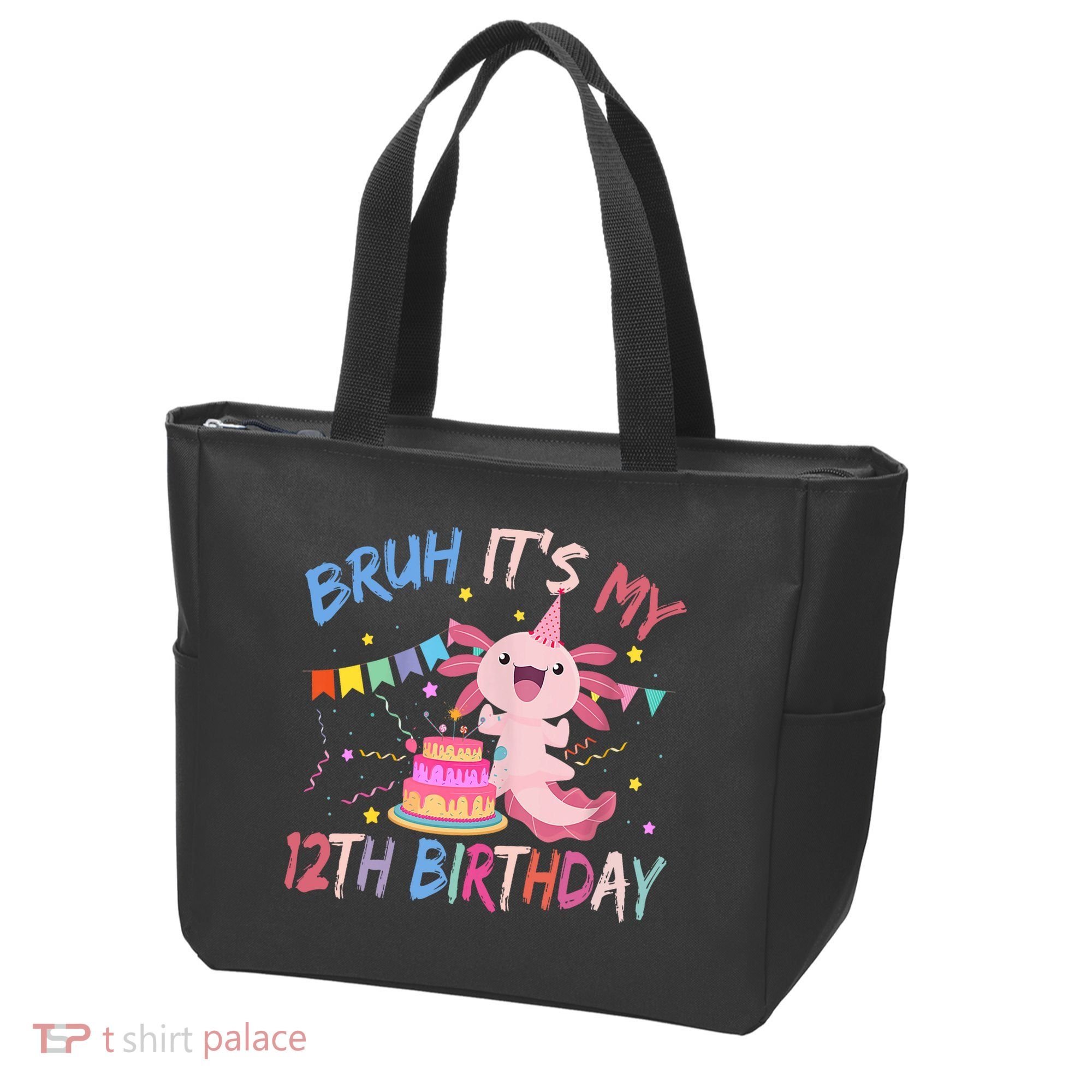 Bruh It's My 12th Birthday Axolotl 12 Year Old Tote Bag