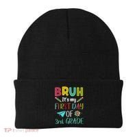 Bruh ItS My First Day Of Third Grade Funny Back To School Beanie thumb 0