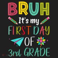 Bruh ItS My First Day Of Third Grade Funny Back To School Beanie thumb 2
