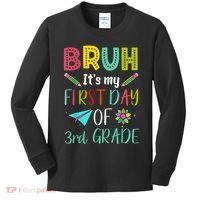 Bruh ItS My First Day Of Third Grade Funny Back To School Kids Long Sleeve Shirt thumb 0