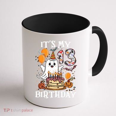 Boo ItS My 13th Birthday Halloween Ghost 13 Years Old Bday Gift Coffee Mug back