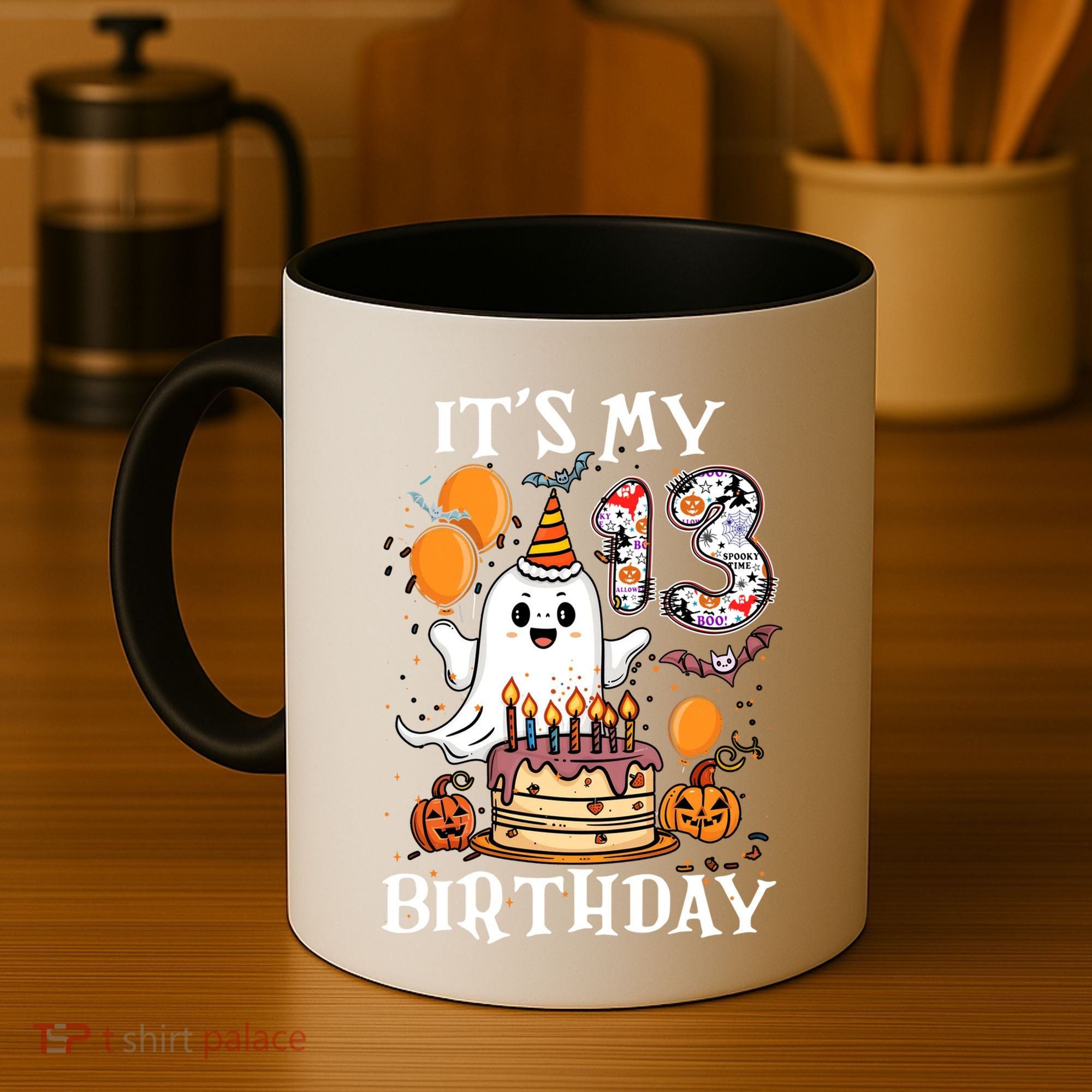 Boo ItS My 13th Birthday Halloween Ghost 13 Years Old Bday Gift Coffee Mug