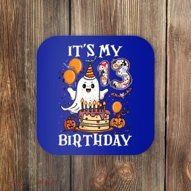 Boo ItS My 13th Birthday Halloween Ghost 13 Years Old Bday Gift Coaster