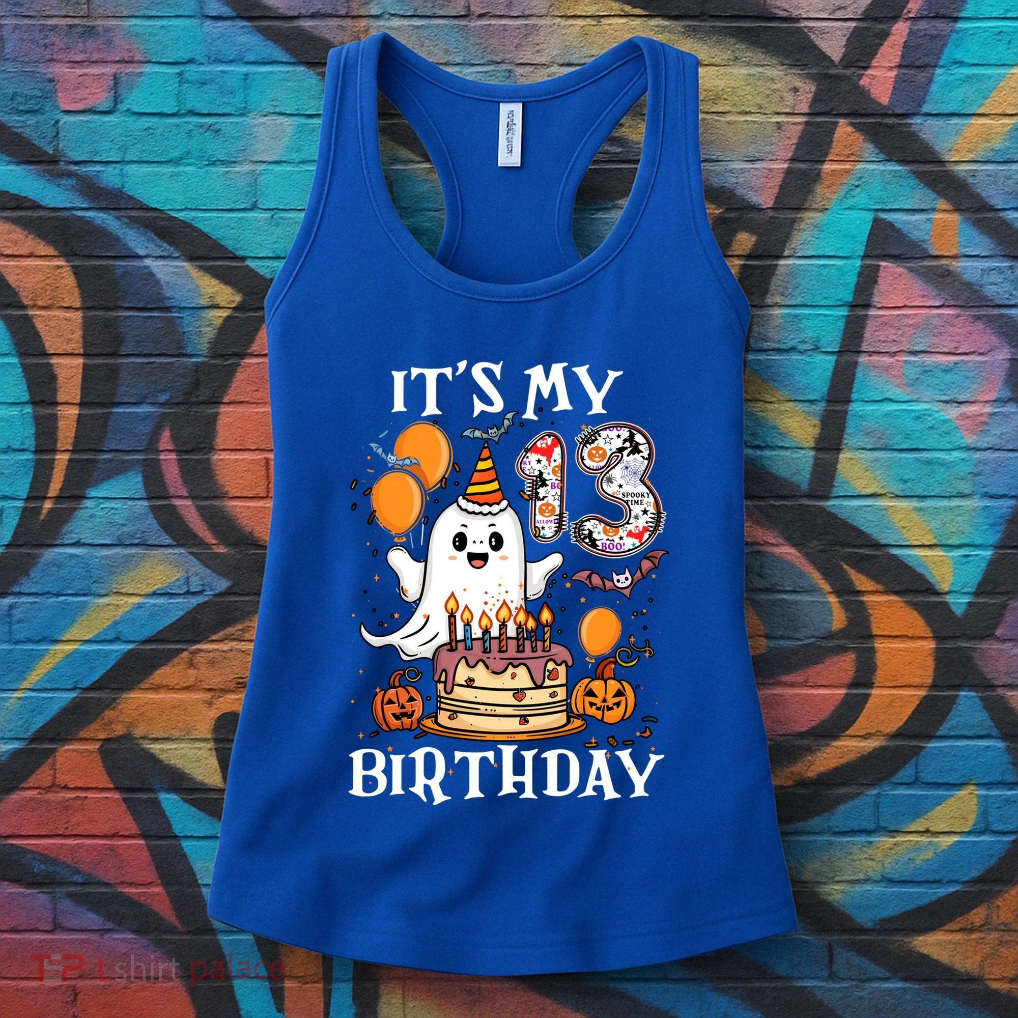 Boo ItS My 13th Birthday Halloween Ghost 13 Years Old Bday Gift Women's Tank Top