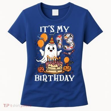 Boo ItS My 13th Birthday Halloween Ghost 13 Years Old Bday Gift Women's T-Shirt