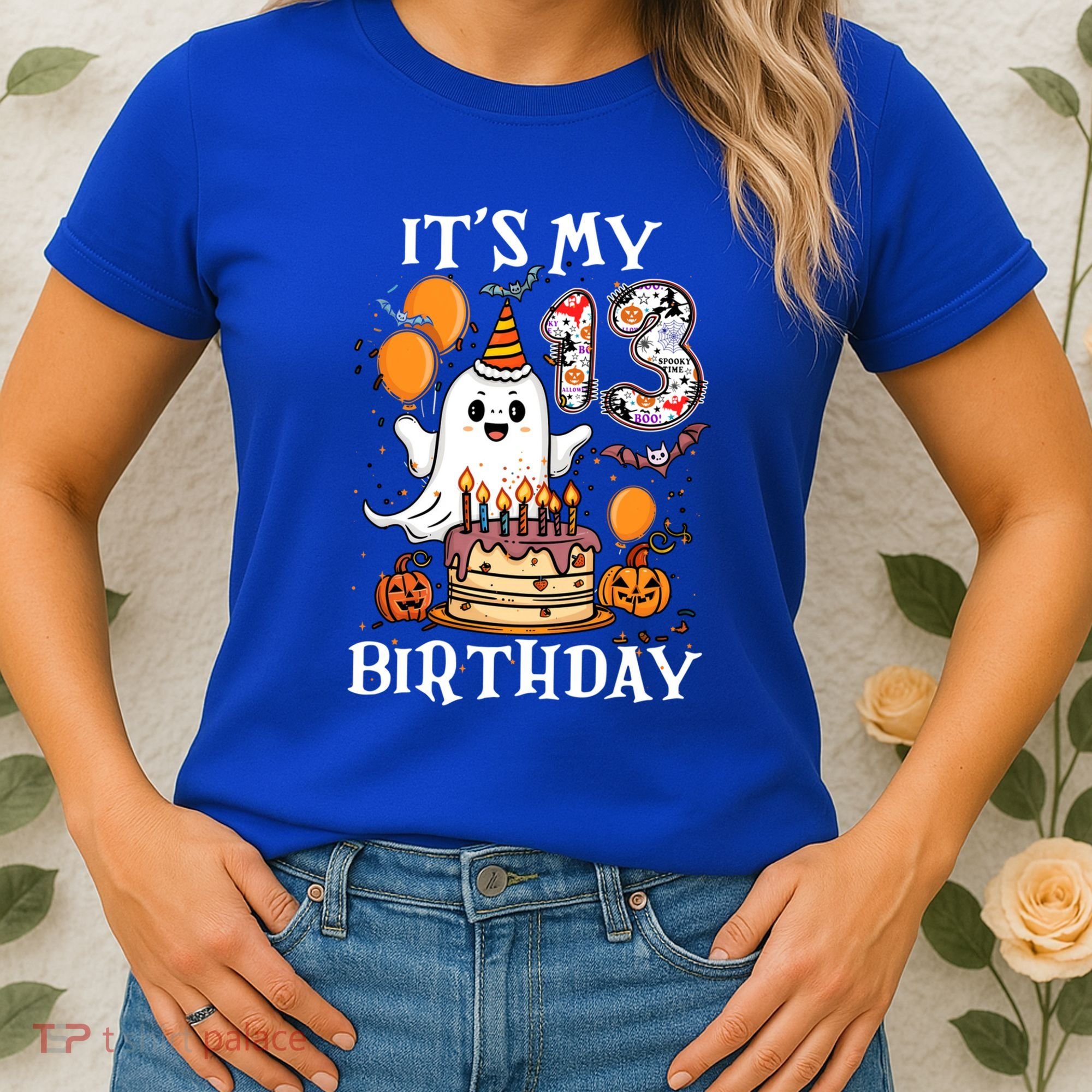 Boo ItS My 13th Birthday Halloween Ghost 13 Years Old Bday Gift Women's T-Shirt