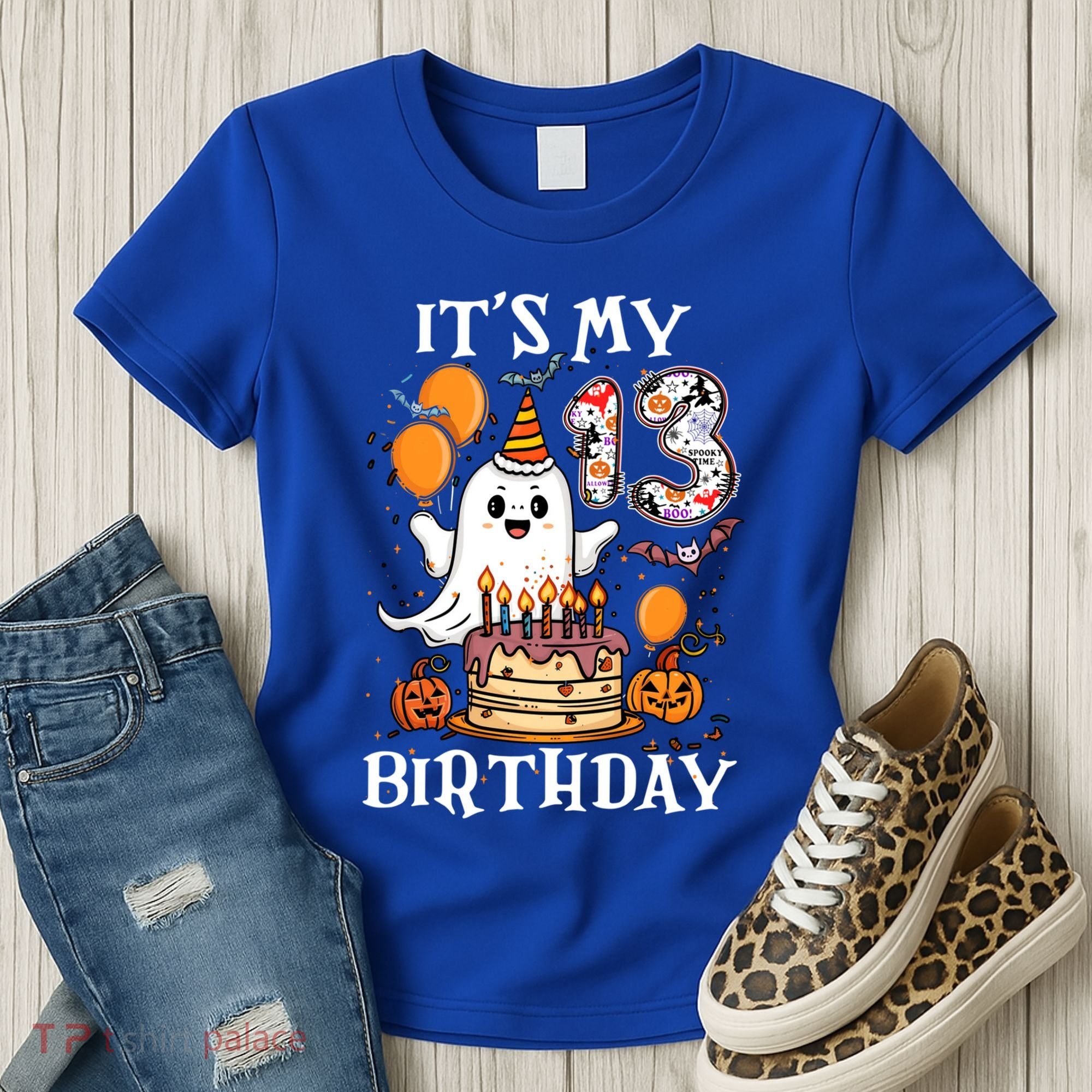 Boo ItS My 13th Birthday Halloween Ghost 13 Years Old Bday Gift Women's T-Shirt