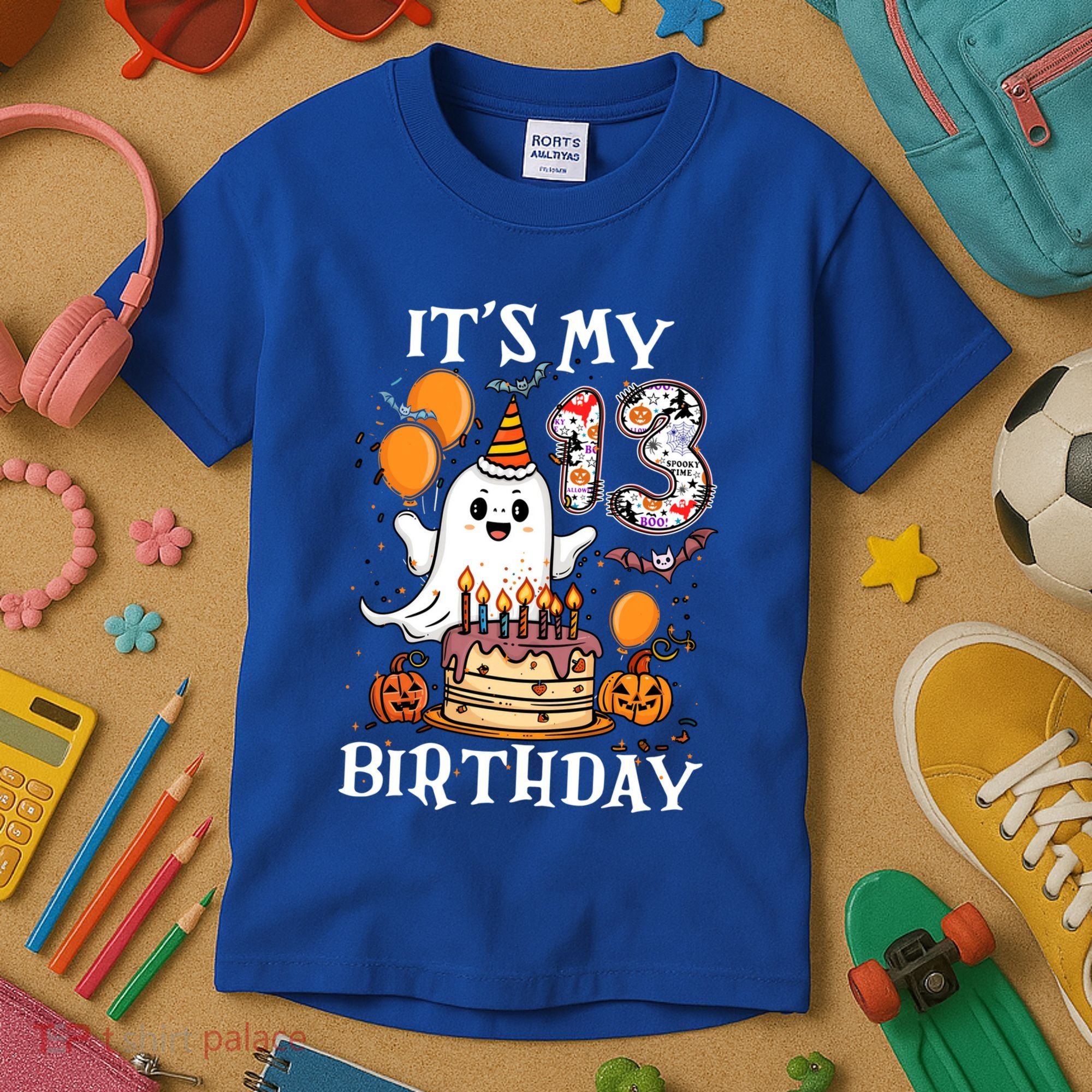 Boo ItS My 13th Birthday Halloween Ghost 13 Years Old Bday Gift Kids T-Shirt