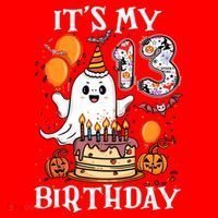 Boo ItS My 13th Birthday Halloween Ghost 13 Years Old Bday Gift Santa Hat thumb 1