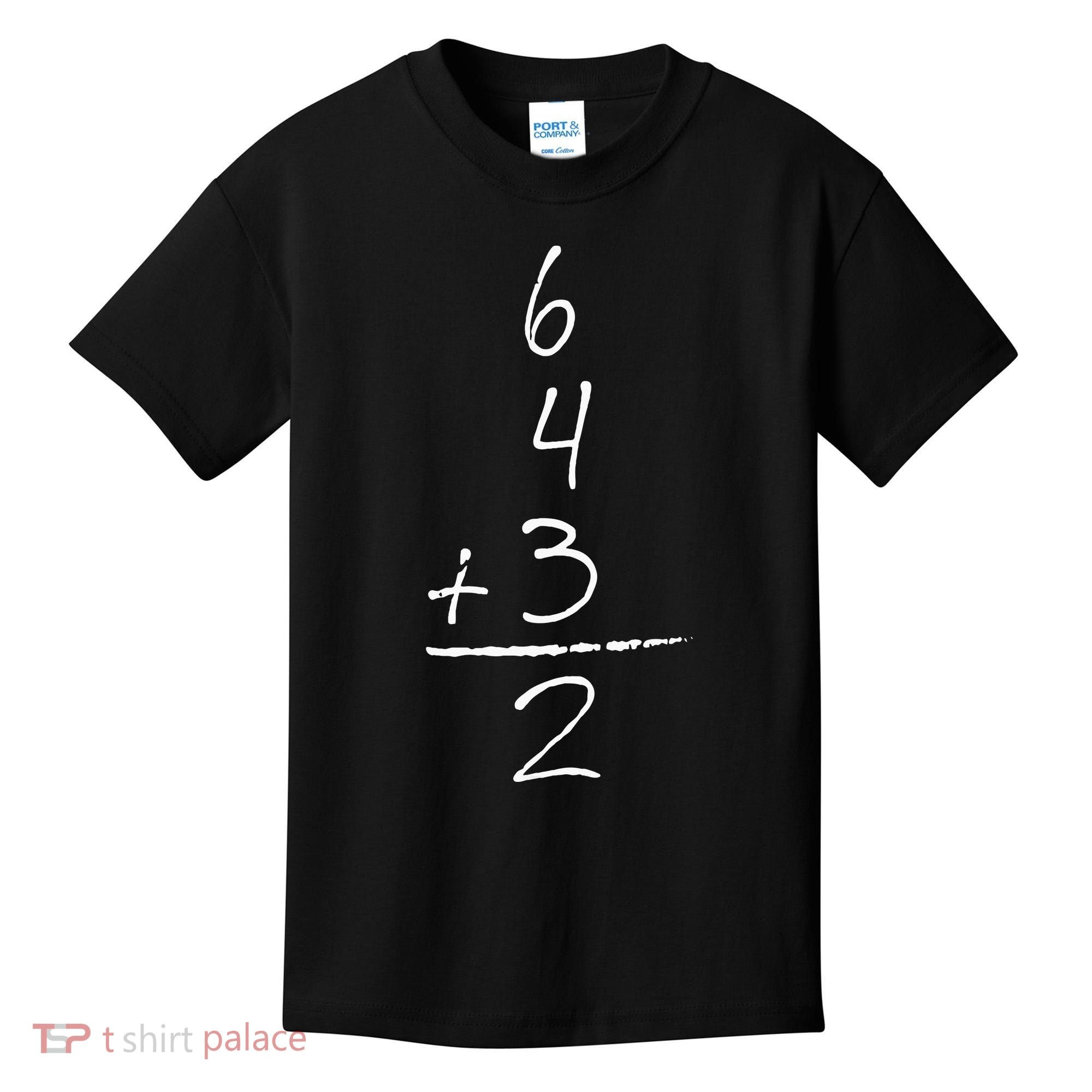 Baseball Inspired Math 6 4 3 2 Double Play Kids T-Shirt