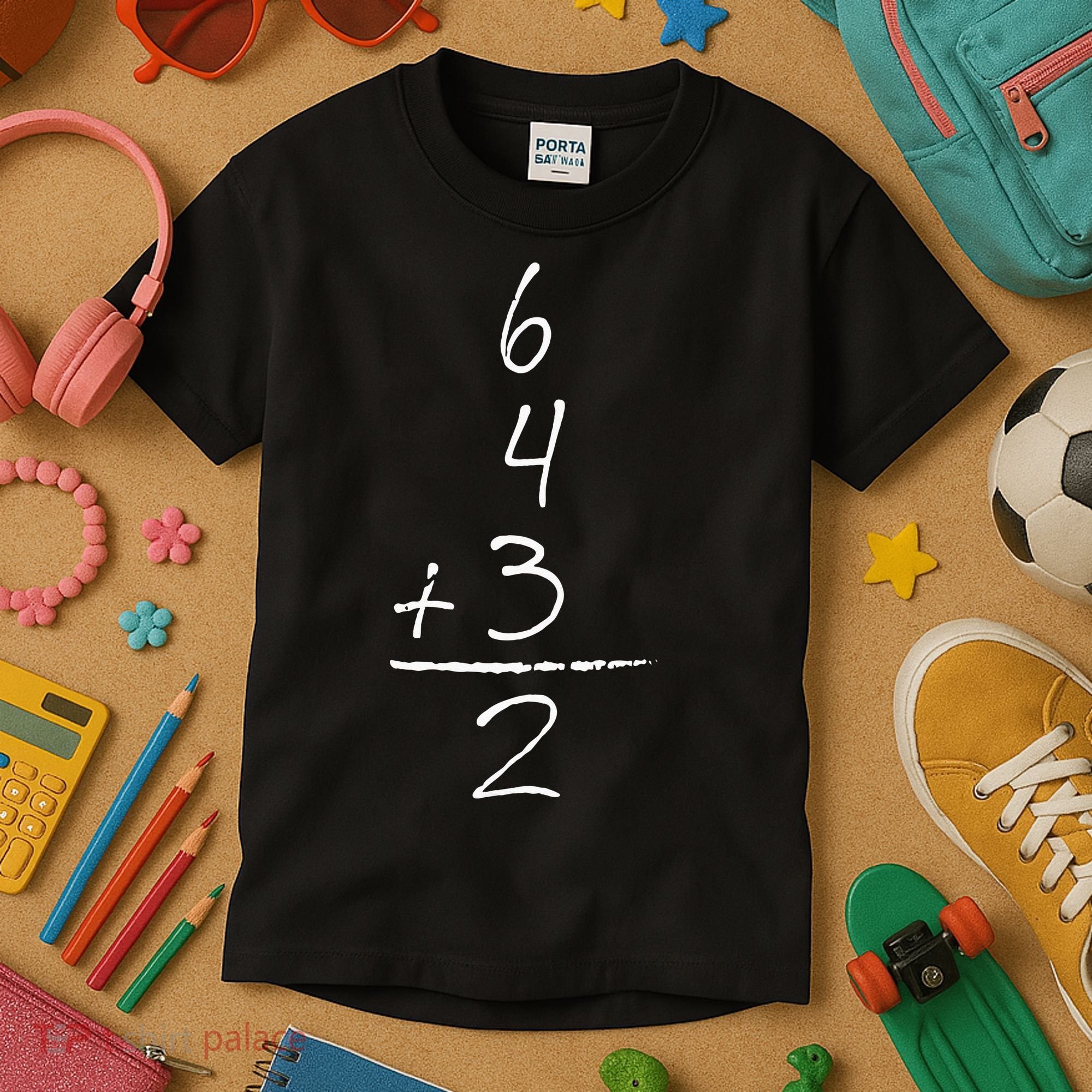 Baseball Inspired Math 6 4 3 2 Double Play Kids T-Shirt