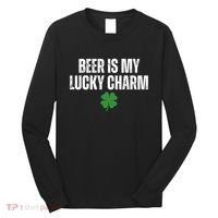 Beer Is My Lucky Charm Funny St Patricks Day Long Sleeve Shirt thumb 0